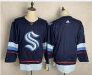 Wholesale Cheap Men's Seattle Kraken Blank Navy Blue Stitched Adidas NHL Jersey