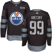 Wholesale Cheap Adidas Oilers #99 Wayne Gretzky Black 1917-2017 100th Anniversary Stitched NHL Jersey