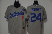 Wholesale Cheap Los Angeles Dodgers #8 #24 Kobe Bryant Men's Nike Grey Cool Base 2020 KB Patch MLB Jersey