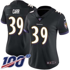Wholesale Cheap Nike Ravens #39 Brandon Carr Black Alternate Women\'s Stitched NFL 100th Season Vapor Untouchable Limited Jersey