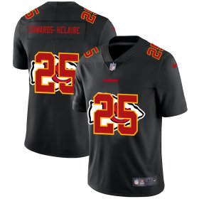 Wholesale Cheap Kansas City Chiefs #25 Clyde Edwards-Helaire Men\'s Nike Team Logo Dual Overlap Limited NFL Jersey Black