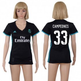 Wholesale Cheap Women\'s Real Madrid #33 Campeones Away Soccer Club Jersey