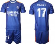 Wholesale Cheap Men 2021-2022 Club Real Madrid away blue 17 Adidas Soccer Jersey