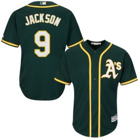 Wholesale Cheap Athletics #9 Reggie Jackson Green Cool Base Stitched Youth MLB Jersey