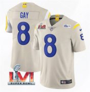 Wholesale Cheap Men's Los Angeles Rams #8 Matt Gay 2022 Bone Super Bowl LVI Vapor Limited Stitched Jersey