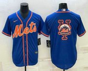 Cheap Men's New York Mets Big Logo Navy Blue Cool Base Stitched Baseball Jerseys