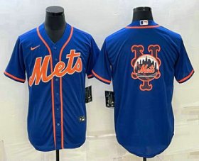 Cheap Men\'s New York Mets Big Logo Navy Blue Cool Base Stitched Baseball Jerseys