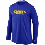 Wholesale Cheap Nike Kansas City Chiefs Authentic Font Long Sleeve T-Shirt Blue