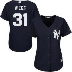 Wholesale Cheap Yankees #31 Aaron Hicks Navy Blue Alternate Women\'s Stitched MLB Jersey
