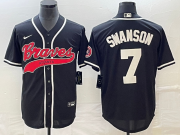 Wholesale Cheap Men's Atlanta Braves #7 Dansby Swanson Black Cool Base Stitched Baseball Jersey1