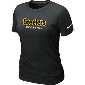 Wholesale Cheap Women\'s Nike Pittsburgh Steelers Sideline Legend Authentic Font T-Shirt Black