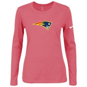 Wholesale Cheap Women\'s Nike New England Patriots Of The City Long Sleeve Tri-Blend NFL T-Shirt Pink-2