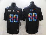 Wholesale Cheap Men's San Francisco 49ers #80 Jerry Rice Multi-Color Black 2020 NFL Crucial Catch Vapor Untouchable Nike Limited Jersey