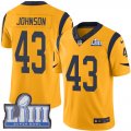 Wholesale Cheap Nike Rams #43 John Johnson Gold Super Bowl LIII Bound Men's Stitched NFL Limited Rush Jersey