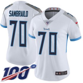 Wholesale Cheap Nike Titans #70 Ty Sambrailo White Women\'s Stitched NFL 100th Season Vapor Untouchable Limited Jersey