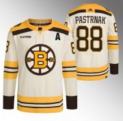 Cheap Men's Boston Bruins #88 David Pastrnak Cream With Rapid7 Patch 100th Anniversary Stitched Jersey