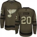 Wholesale Cheap Adidas Blues #20 Alexander Steen Green Salute to Service Stitched Youth NHL Jersey