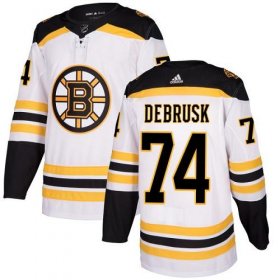 Wholesale Cheap Adidas Bruins #74 Jake DeBrusk White Road Authentic Stitched NHL Jersey