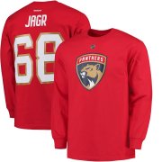 Wholesale Cheap Florida Panthers #68 Jaromir Jagr Reebok Long Sleeve Name & Number T-Shirt Red