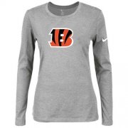 Wholesale Cheap Women's Nike Cincinnati Bengals Of The City Long Sleeve Tri-Blend NFL T-Shirt Light Grey