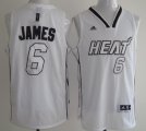 Wholesale Cheap Miami Heats #6 LeBron James White With Silvery Fashion Jersey