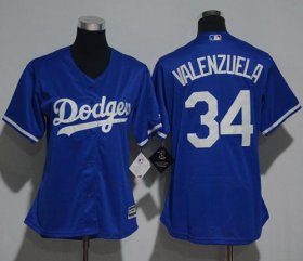 Wholesale Cheap Dodgers #34 Fernando Valenzuela Blue Women\'s Fashion Stitched MLB Jersey