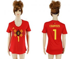 Wholesale Cheap Women\'s Belgium #1 Courtois Red Home Soccer Country Jersey