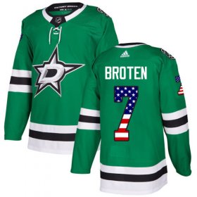 Wholesale Cheap Adidas Stars #7 Neal Broten Green Home Authentic USA Flag Stitched NHL Jersey