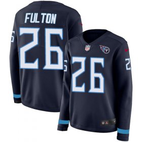 Wholesale Cheap Nike Titans #26 Kristian Fulton Navy Blue Team Color Women\'s Stitched NFL Limited Therma Long Sleeve Jersey