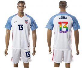 Wholesale Cheap USA #13 Jones White Rainbow Soccer Country Jersey