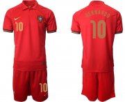 Wholesale Cheap Men 2021 European Cup Portugal home red 10 Soccer Jersey