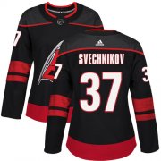 Wholesale Cheap Adidas Hurricanes #37 Andrei Svechnikov Black Alternate Authentic Women's Stitched NHL Jersey
