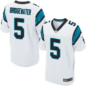Wholesale Cheap Nike Panthers #5 Teddy Bridgewater White Men\'s Stitched NFL New Elite Jersey
