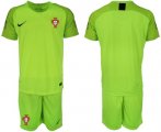 Wholesale Cheap Portugal Blank Shiny Green Goalkeeper Soccer Country Jersey