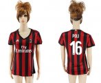 Wholesale Cheap Women's AC Milan #16 Poli Home Soccer Club Jersey