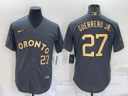 Wholesale Men's Toronto Blue Jays #27 Vladimir Guerrero Jr Number Grey 2022 All Star Stitched Cool Base Nike Jersey