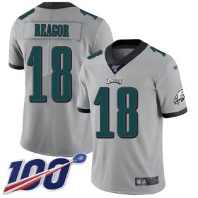 Wholesale Cheap Nike Eagles #18 Jalen Reagor Silver Men\'s Stitched NFL Limited Inverted Legend 100th Season Jersey