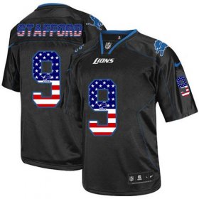 Wholesale Cheap Nike Lions #9 Matthew Stafford Black Men\'s Stitched NFL Elite USA Flag Fashion Jersey