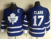 Wholesale Cheap Maple Leafs #17 Wendel Clark Blue CCM Throwback Stitched Youth NHL Jersey