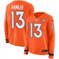 Wholesale Cheap Nike Broncos #13 KJ Hamler Orange Team Color Women's Stitched NFL Limited Therma Long Sleeve Jersey