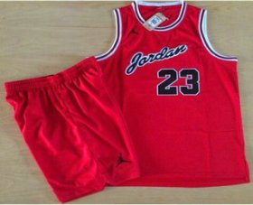 Wholesale Cheap Chicago Bulls #23 Michael Jordan Red Commemorative Swingman Jersey With Shorts