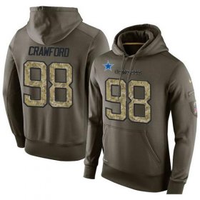 Wholesale Cheap NFL Men\'s Nike Dallas Cowboys #98 Tyrone Crawford Stitched Green Olive Salute To Service KO Performance Hoodie