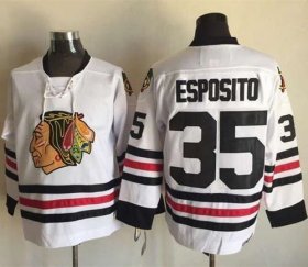 Wholesale Cheap Blackhawks #35 Tony Esposito White CCM Throwback Stitched NHL Jersey