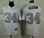 Wholesale Cheap Nike Raiders #34 Bo Jackson White Silver No. Men's Stitched NFL Elite Jersey