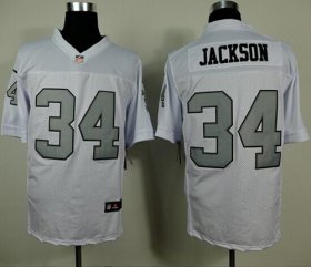 Wholesale Cheap Nike Raiders #34 Bo Jackson White Silver No. Men\'s Stitched NFL Elite Jersey