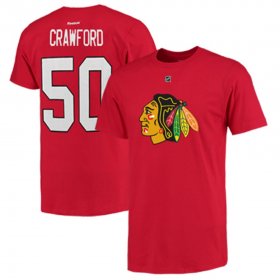 Wholesale Cheap Chicago Blackhawks #50 Corey Crawford Reebok Name and Number Player T-Shirt Red