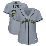 Wholesale Cheap Giants #28 Buster Posey Grey 2018 Memorial Day Cool Base Women's Stitched MLB Jersey