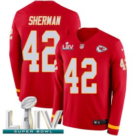 Wholesale Cheap Nike Chiefs #42 Anthony Sherman Red Super Bowl LIV 2020 Team Color Men\'s Stitched NFL Limited Therma Long Sleeve Jersey