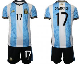 Cheap Men\'s Argentina #17 Otamendi White Blue Home Soccer Jersey Suit