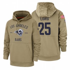 Wholesale Cheap Los Angeles Rams #25 David Long Nike Tan 2019 Salute To Service Name & Number Sideline Therma Pullover Hoodie